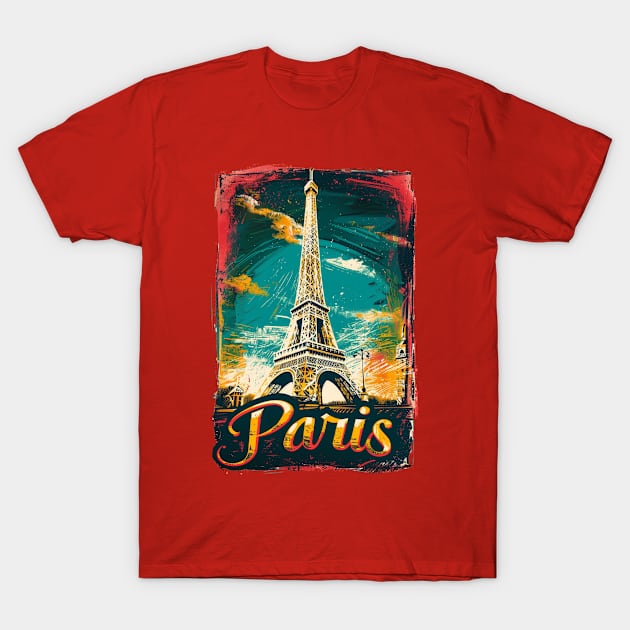 Paris Retro France t-shirt T-Shirt by GreenMary Design